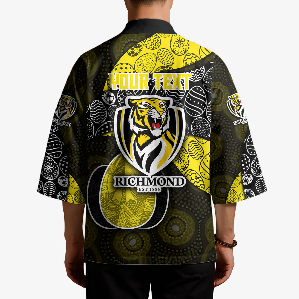 Personalized Richmond Football Kimono Easter Egg Pattern Yellow Black Tribal Dot Art Style