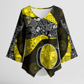 Personalized Richmond Football Kimono Sleeve Blouse Easter Egg Pattern Yellow Black Tribal Dot Art Style