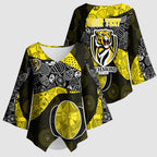 Personalized Richmond Football Kimono Sleeve Blouse Easter Egg Pattern Yellow Black Tribal Dot Art Style