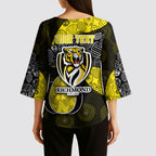 Personalized Richmond Football Kimono Sleeve Blouse Easter Egg Pattern Yellow Black Tribal Dot Art Style