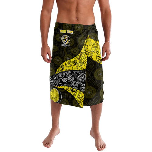 Personalized Richmond Football Lavalava Easter Egg Pattern Yellow Black Tribal Dot Art Style