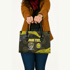 Personalized Richmond Football Leather Bag Easter Egg Pattern Yellow Black Tribal Dot Art Style