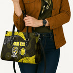 Personalized Richmond Football Leather Bag Easter Egg Pattern Yellow Black Tribal Dot Art Style