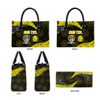 Personalized Richmond Football Leather Bag Easter Egg Pattern Yellow Black Tribal Dot Art Style