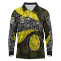 Personalized Richmond Football Long Sleeve Polo Shirt Easter Egg Pattern Yellow Black Tribal Dot Art Style