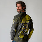 Personalized Richmond Football Long Sleeve Polo Shirt Easter Egg Pattern Yellow Black Tribal Dot Art Style
