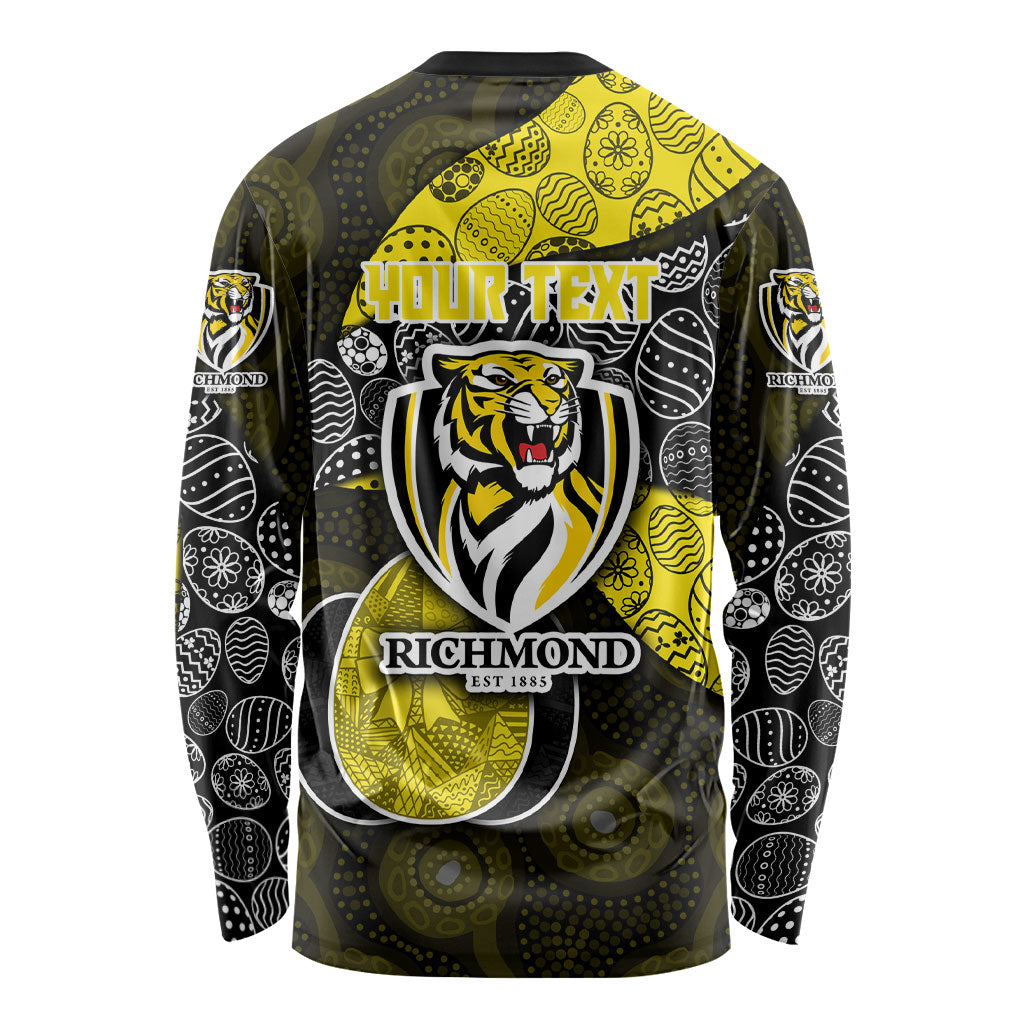 Personalized Richmond Football Long Sleeve Shirt Easter Egg Pattern Yellow Black Tribal Dot Art Style