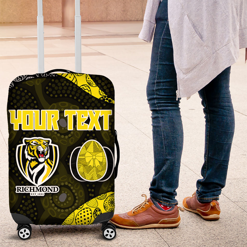 Personalized Richmond Football Luggage Cover Easter Egg Pattern Yellow Black Tribal Dot Art Style