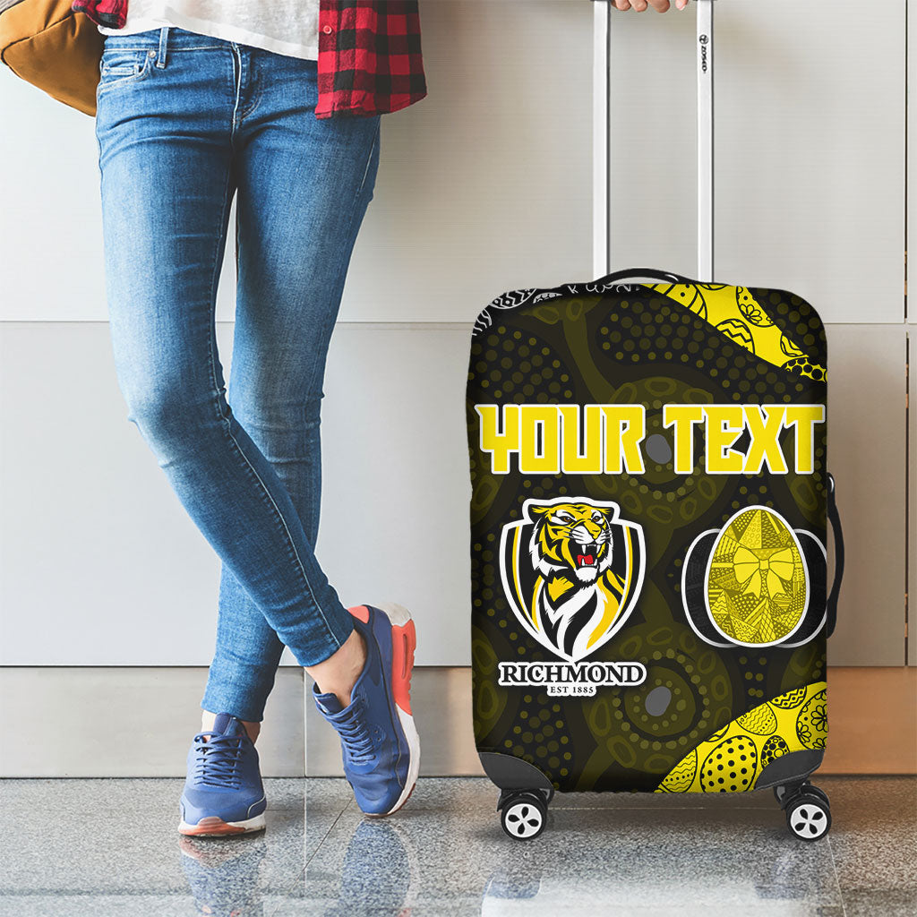 Personalized Richmond Football Luggage Cover Easter Egg Pattern Yellow Black Tribal Dot Art Style