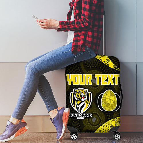 Personalized Richmond Football Luggage Cover Easter Egg Pattern Yellow Black Tribal Dot Art Style