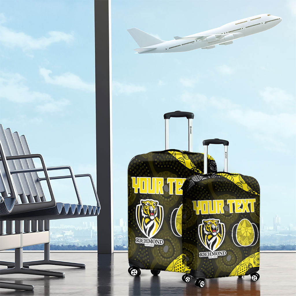 Personalized Richmond Football Luggage Cover Easter Egg Pattern Yellow Black Tribal Dot Art Style