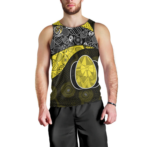Personalized Richmond Football Men Tank Top Easter Egg Pattern Yellow Black Tribal Dot Art Style