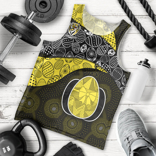 Personalized Richmond Football Men Tank Top Easter Egg Pattern Yellow Black Tribal Dot Art Style