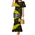Personalized Richmond Football Mermaid Dress Easter Egg Pattern Yellow Black Tribal Dot Art Style