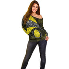 Personalized Richmond Football Off Shoulder Sweater Easter Egg Pattern Yellow Black Tribal Dot Art Style