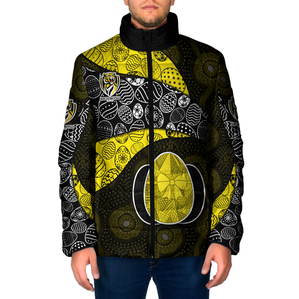 Personalized Richmond Football Padded Jacket Easter Egg Pattern Yellow Black Tribal Dot Art Style