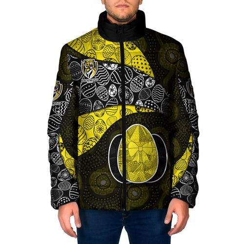 Personalized Richmond Football Padded Jacket Easter Egg Pattern Yellow Black Tribal Dot Art Style