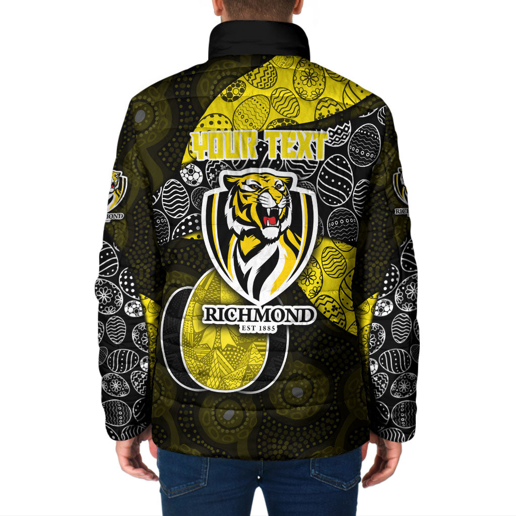 Personalized Richmond Football Padded Jacket Easter Egg Pattern Yellow Black Tribal Dot Art Style