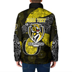 Personalized Richmond Football Padded Jacket Easter Egg Pattern Yellow Black Tribal Dot Art Style