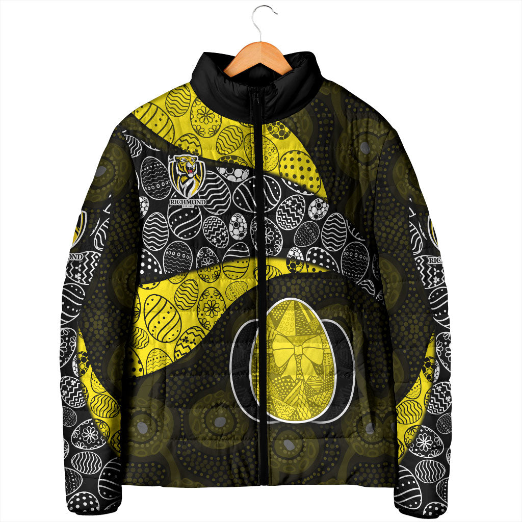 Personalized Richmond Football Padded Jacket Easter Egg Pattern Yellow Black Tribal Dot Art Style