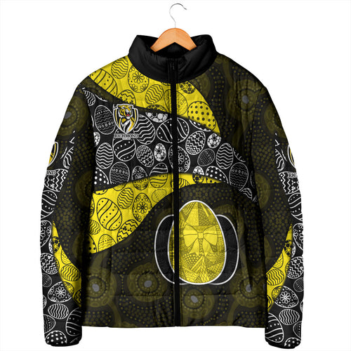 Personalized Richmond Football Padded Jacket Easter Egg Pattern Yellow Black Tribal Dot Art Style