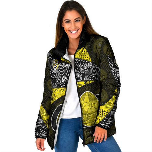 Personalized Richmond Football Padded Jacket Easter Egg Pattern Yellow Black Tribal Dot Art Style
