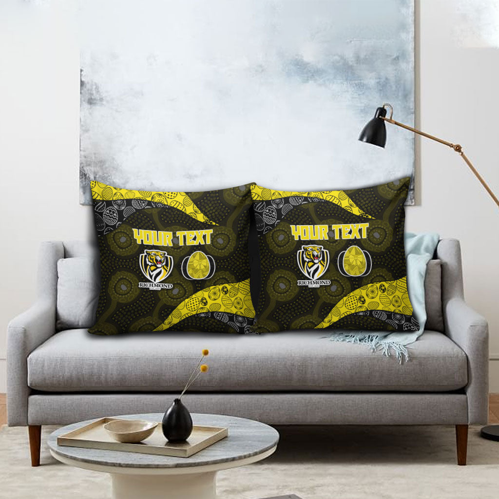 Personalized Richmond Football Pillow Cover Easter Egg Pattern Yellow Black Tribal Dot Art Style