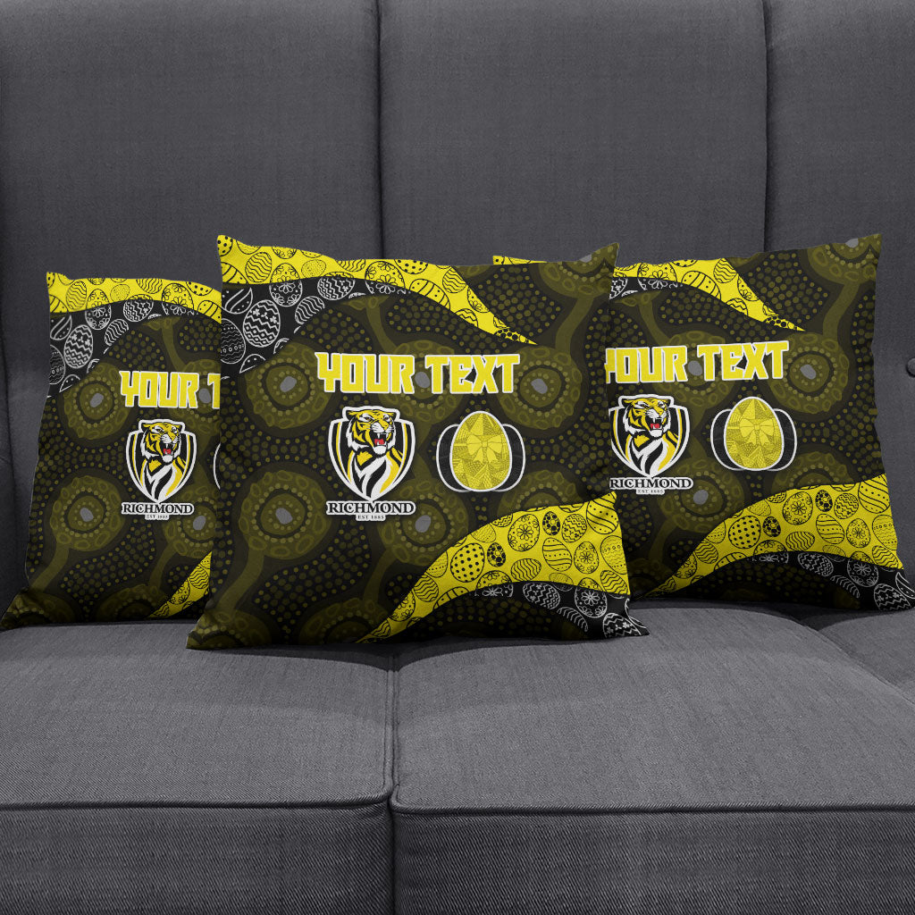 Personalized Richmond Football Pillow Cover Easter Egg Pattern Yellow Black Tribal Dot Art Style