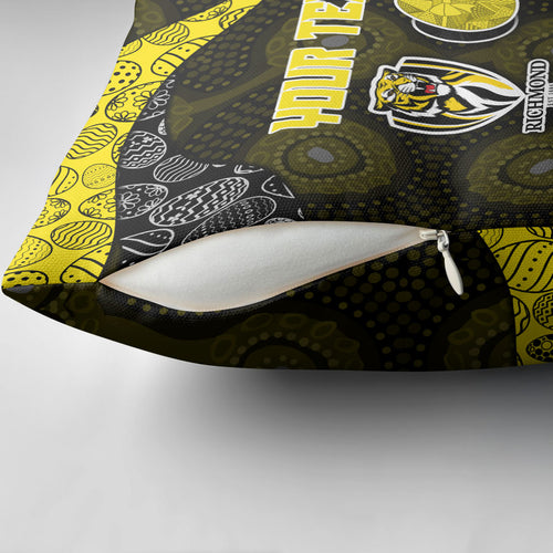 Personalized Richmond Football Pillow Cover Easter Egg Pattern Yellow Black Tribal Dot Art Style