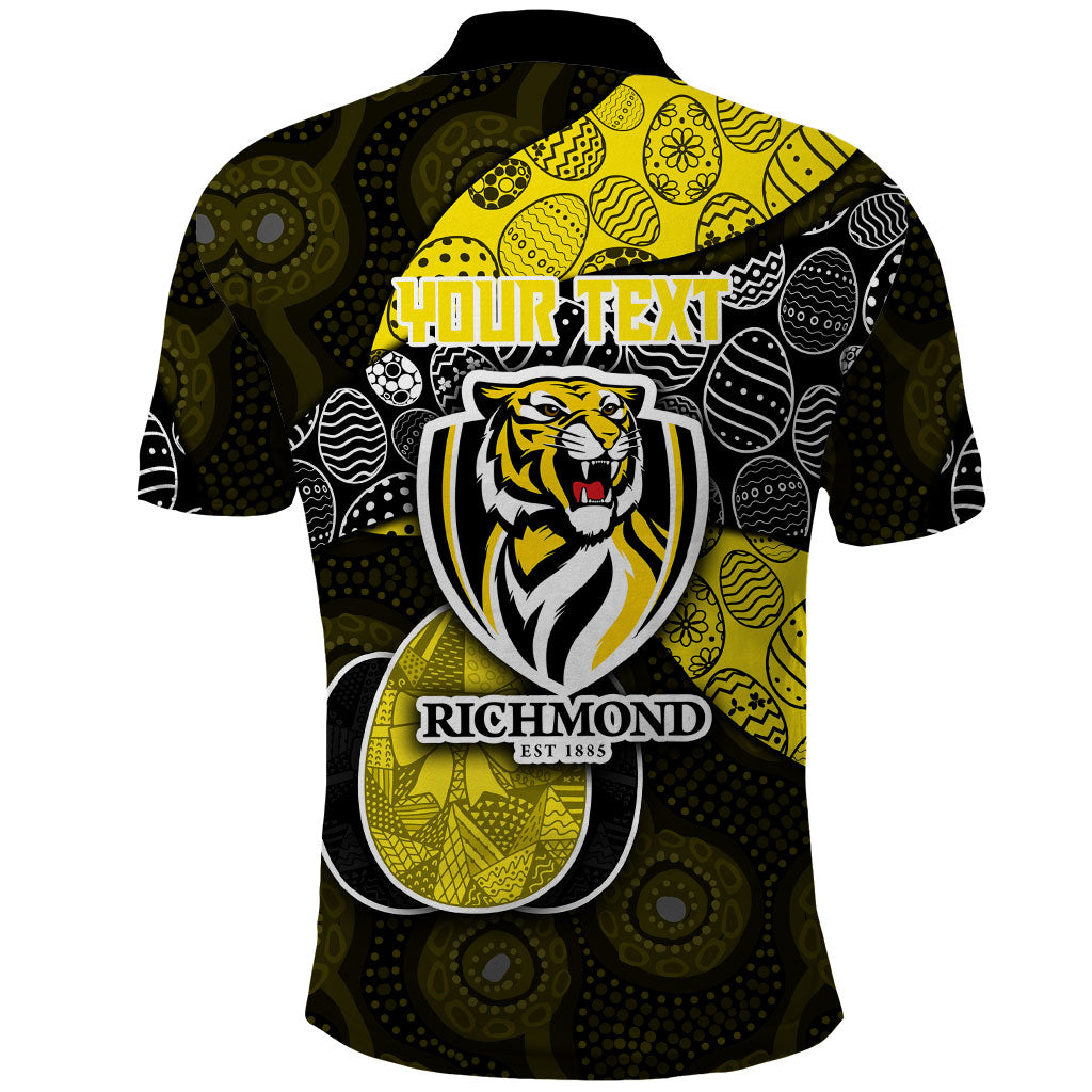 Personalized Richmond Football Polo Shirt Easter Egg Pattern Yellow Black Tribal Dot Art Style