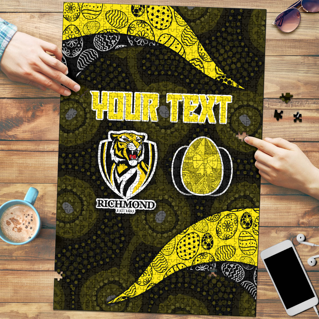 Personalized Richmond Football Puzzle Easter Egg Pattern Yellow Black Tribal Dot Art Style