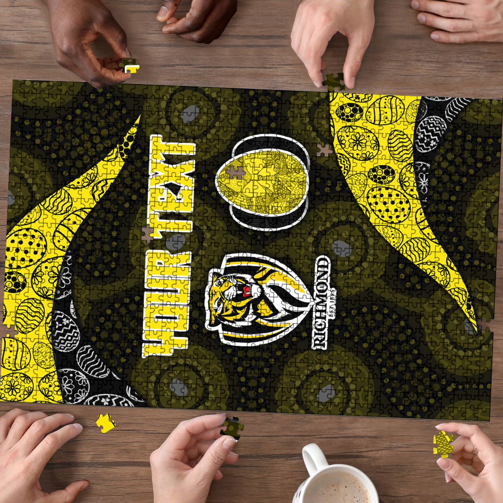 Personalized Richmond Football Puzzle Easter Egg Pattern Yellow Black Tribal Dot Art Style