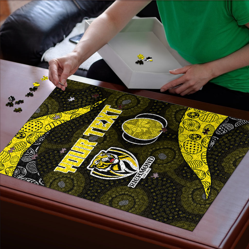 Personalized Richmond Football Puzzle Easter Egg Pattern Yellow Black Tribal Dot Art Style