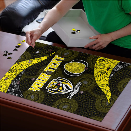 Personalized Richmond Football Puzzle Easter Egg Pattern Yellow Black Tribal Dot Art Style