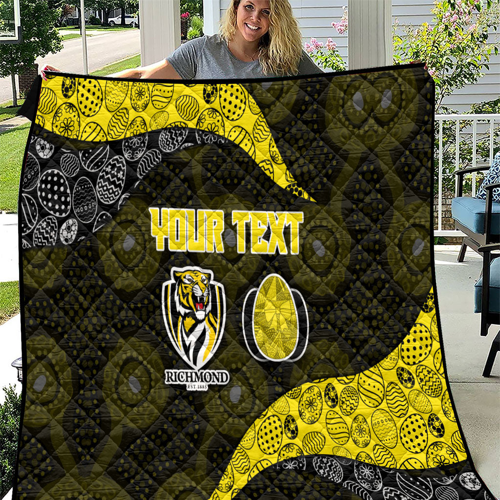 Personalized Richmond Football Quilt Easter Egg Pattern Yellow Black Tribal Dot Art Style