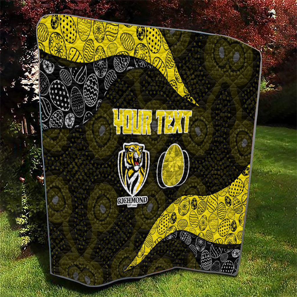 Personalized Richmond Football Quilt Easter Egg Pattern Yellow Black Tribal Dot Art Style