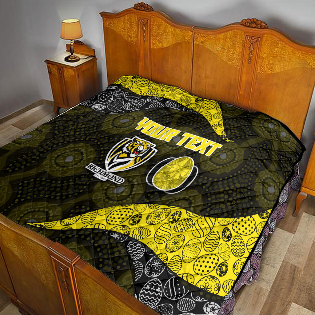 Personalized Richmond Football Quilt Easter Egg Pattern Yellow Black Tribal Dot Art Style