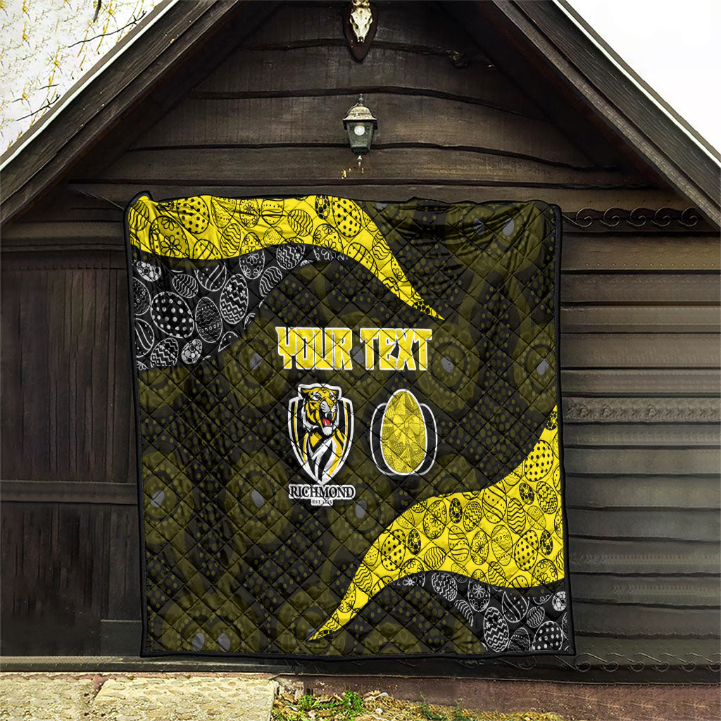 Personalized Richmond Football Quilt Easter Egg Pattern Yellow Black Tribal Dot Art Style