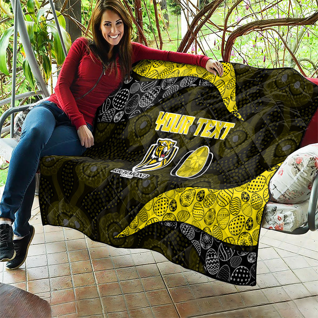 Personalized Richmond Football Quilt Easter Egg Pattern Yellow Black Tribal Dot Art Style