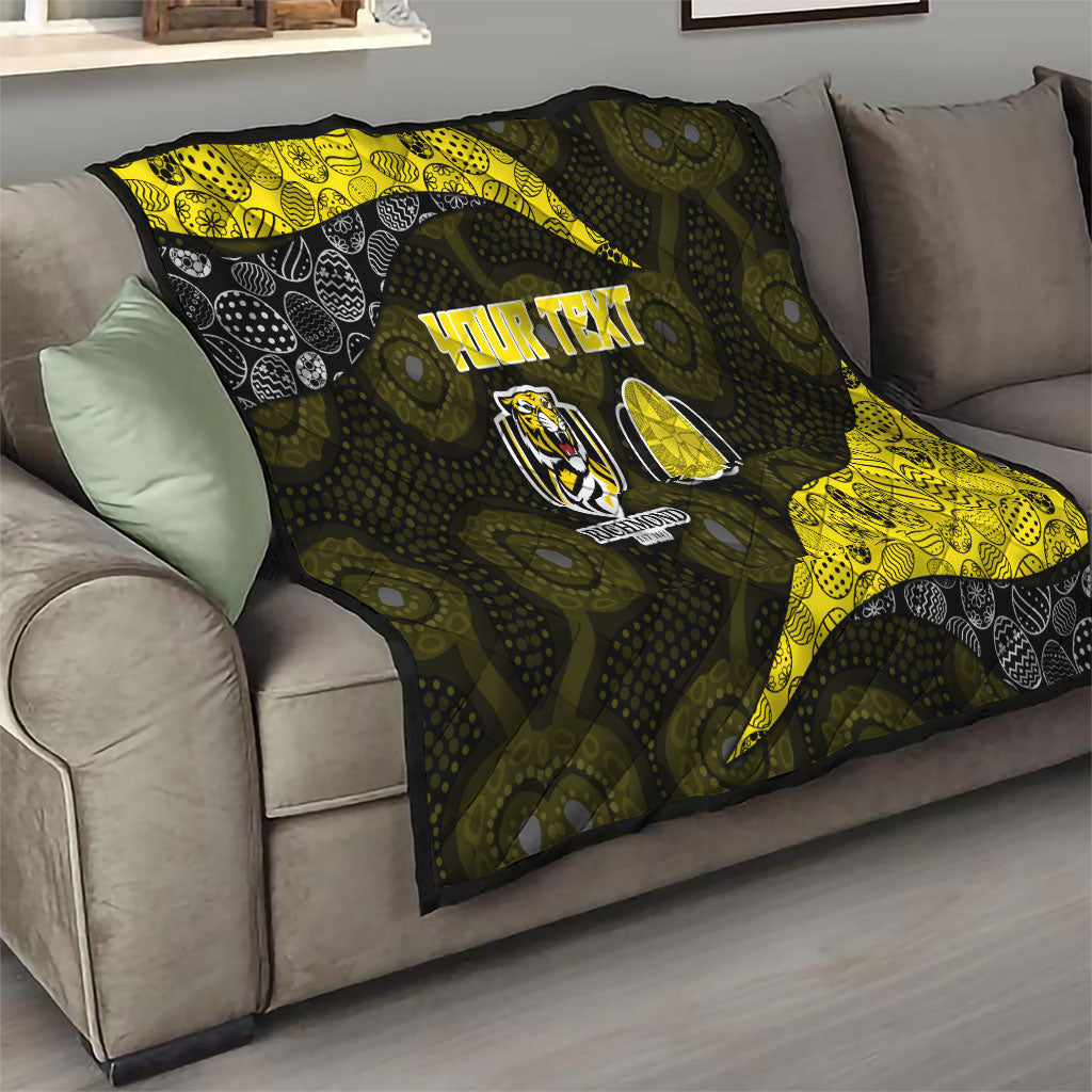 Personalized Richmond Football Quilt Easter Egg Pattern Yellow Black Tribal Dot Art Style