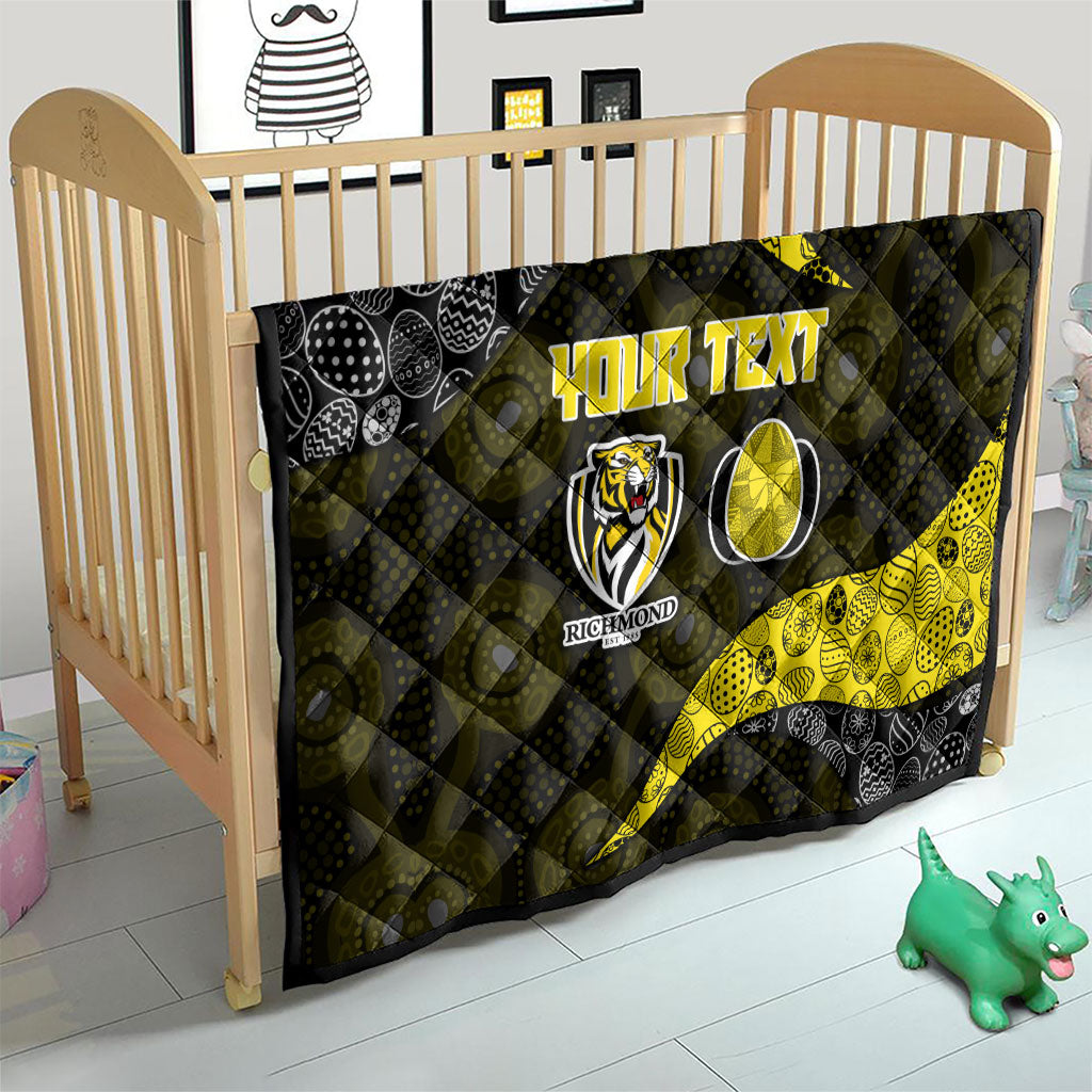 Personalized Richmond Football Quilt Easter Egg Pattern Yellow Black Tribal Dot Art Style