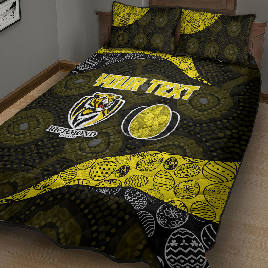 Personalized Richmond Football Quilt Bed Set Easter Egg Pattern Yellow Black Tribal Dot Art Style