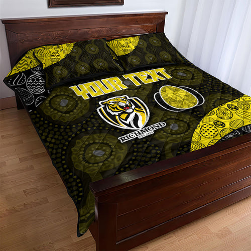 Personalized Richmond Football Quilt Bed Set Easter Egg Pattern Yellow Black Tribal Dot Art Style
