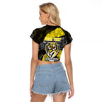 Personalized Richmond Football Raglan Cropped T Shirt Easter Egg Pattern Yellow Black Tribal Dot Art Style