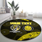 Personalized Richmond Football Round Carpet Easter Egg Pattern Yellow Black Tribal Dot Art Style
