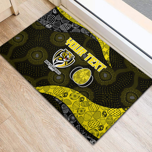 Personalized Richmond Football Rubber Doormat Easter Egg Pattern Yellow Black Tribal Dot Art Style