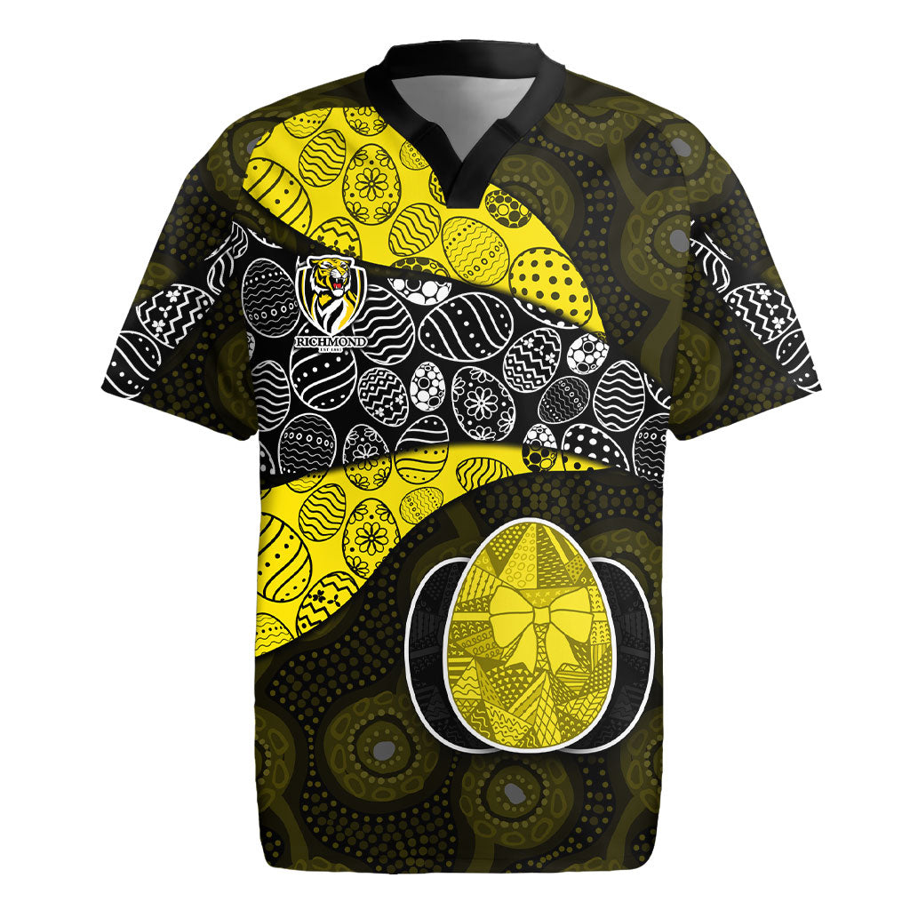 Personalized Richmond Football Rugby Jersey Easter Egg Pattern Yellow Black Tribal Dot Art Style