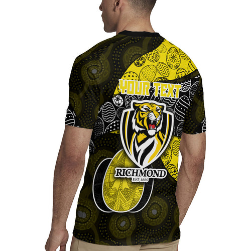 Personalized Richmond Football Rugby Jersey Easter Egg Pattern Yellow Black Tribal Dot Art Style
