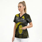 Personalized Richmond Football Scrub Top Easter Egg Pattern Yellow Black Tribal Dot Art Style