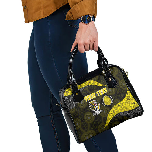 Personalized Richmond Football Shoulder Handbag Easter Egg Pattern Yellow Black Tribal Dot Art Style